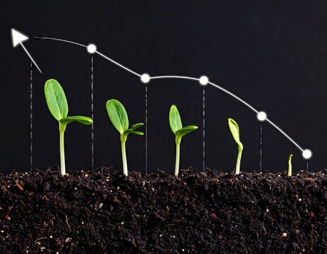 Growing seedlings with a declining graph - Powered by Adobe
