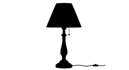 Obraz premium Silhouette of a classic table lamp with a lampshade and a cord.