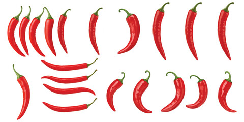 “Collection of Hand-Drawn Red Chili Peppers Isolated on White Background”

