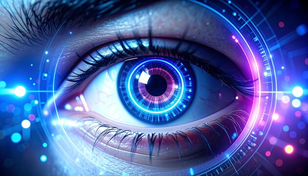 Close-up of an eye with digital overlay