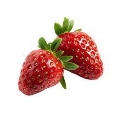 Two fresh red strawberries