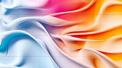 Colorful cloth surface flowing with grid overlay