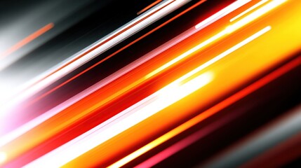 Diagonal streaks of bright orange, red, and white light on a dark background