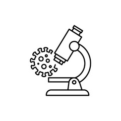 Simple outline of a virus under a microscope for scientific education