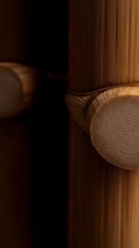 Close-up Texture of Connected Bamboo Poles and Nodes