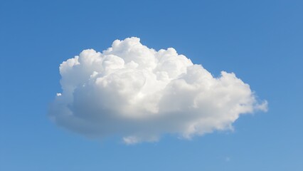 Fluffy Cumulus Cloud Isolated Against Azure Summer Sky