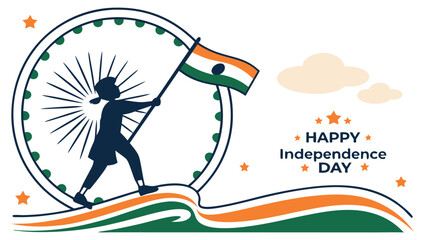 Girl holding indian flag illustration