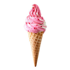 Pink and white swirl ice cream cone