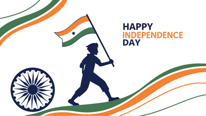 Fototapeta premium Independence day celebration with flag waving and graphic elements