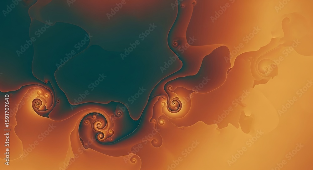 Poster abstract fractal design featuring spiraling forms in warm earthy tones creating visual depth