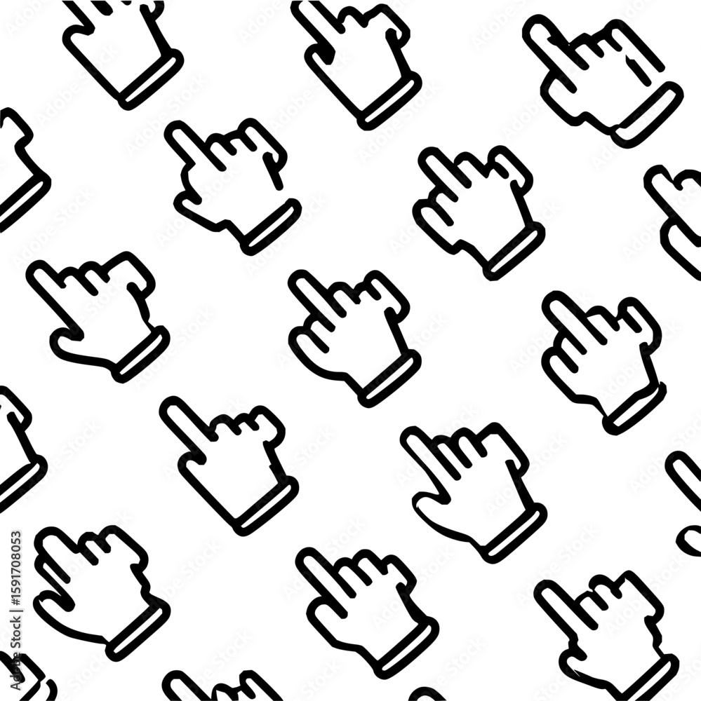 Aufkleber seamless pattern of outlined hand pointer cursors indicating selection on a white background design 