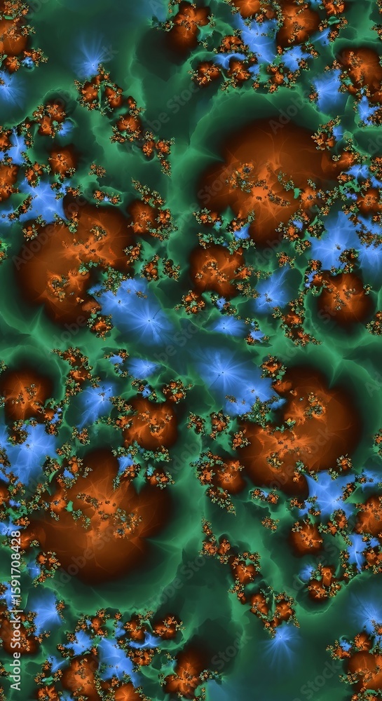 Poster abstract fractal pattern with vibrant colors creating a surreal and organic texture