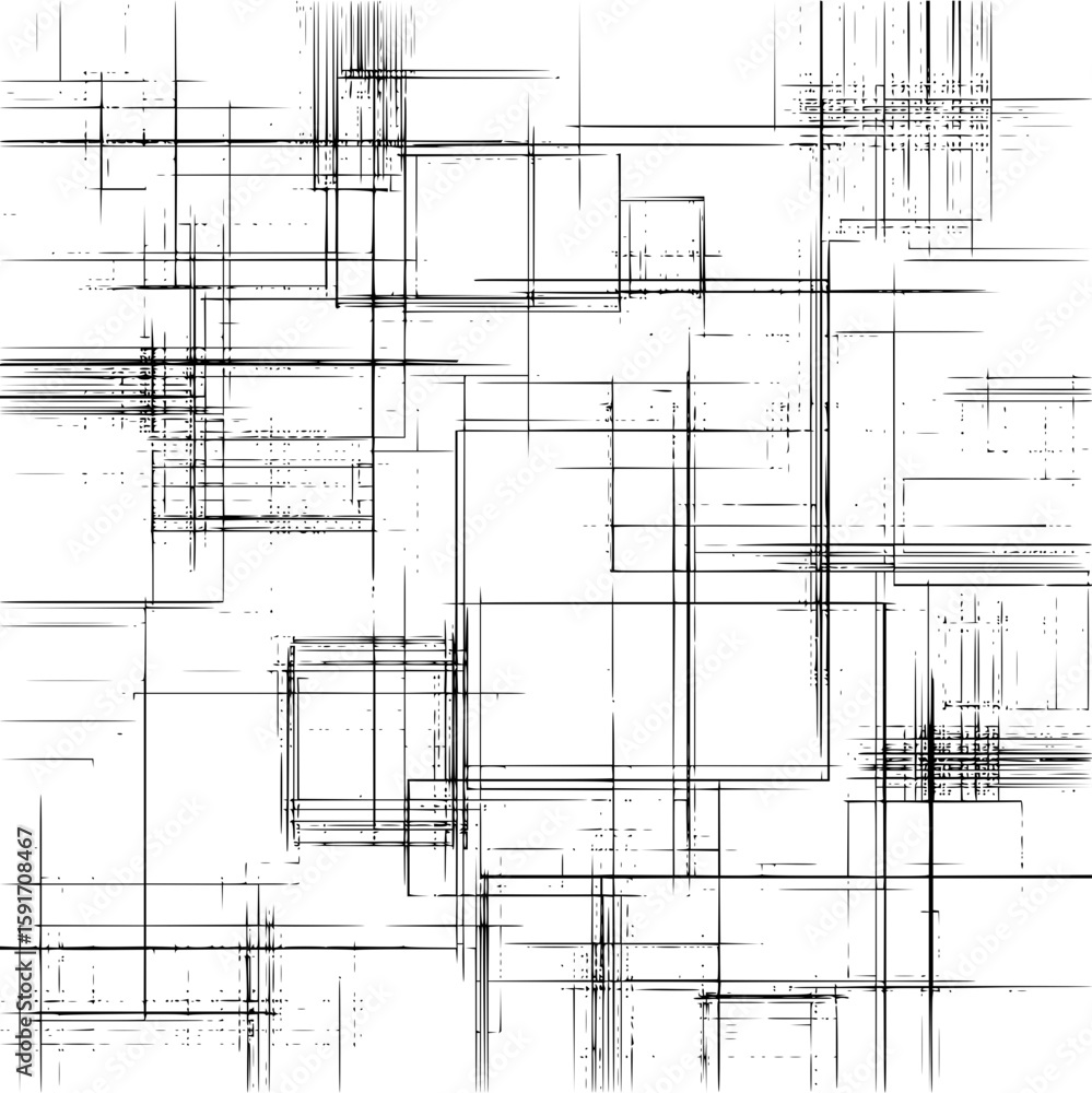 Poster abstract tech layout featuring intersecting lines and rectangular shapes in a complex arrangement of