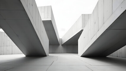 Fototapeta premium Building Abstract shot of intersecting concrete planes in monochrome, forming a minimalist urban sculpture. (1).jpg