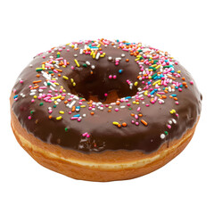Chocolate frosted donut with sprinkles