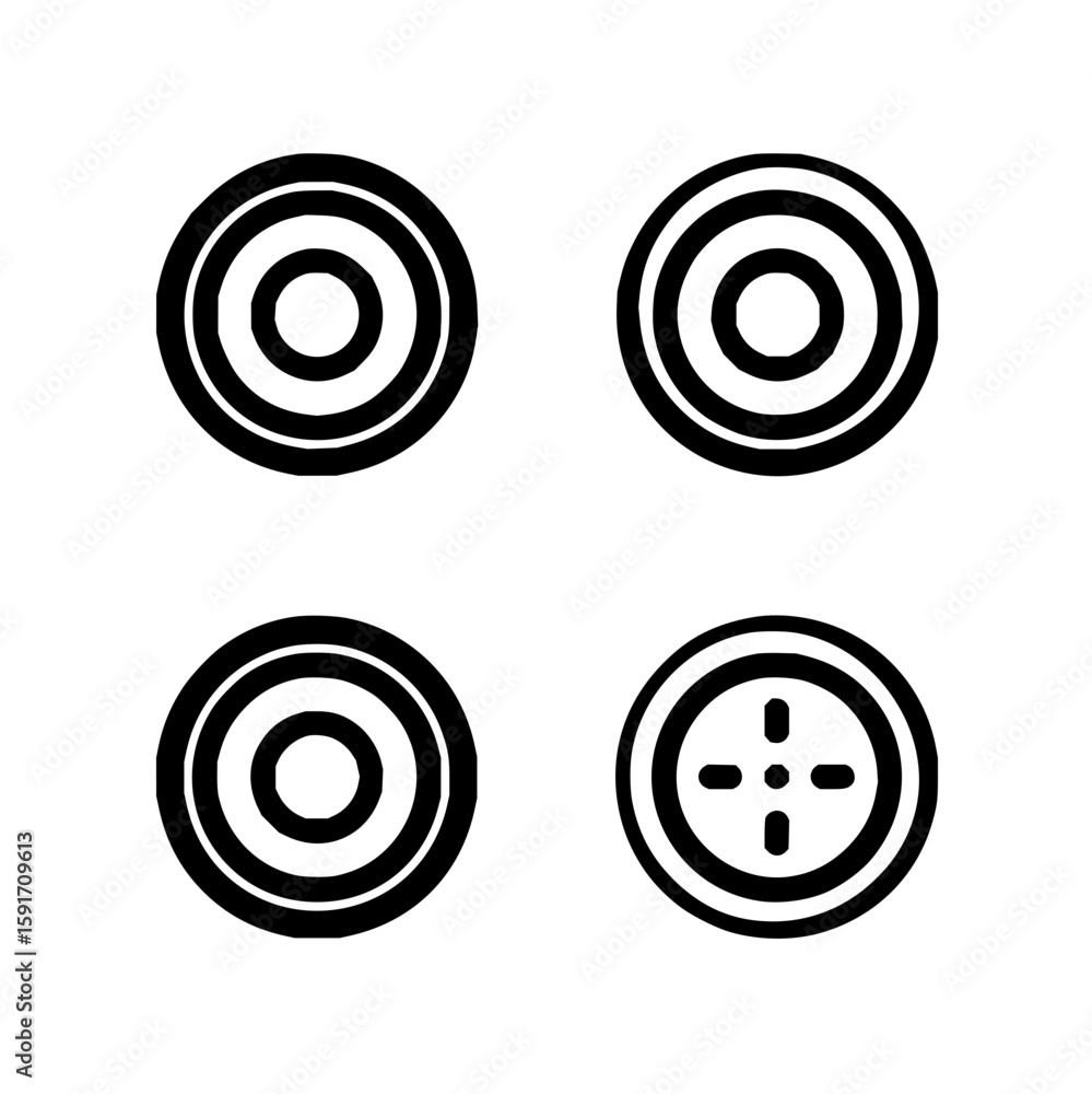 Aufkleber a collection of four circular target icons with concentric rings and a crosshair design element offi