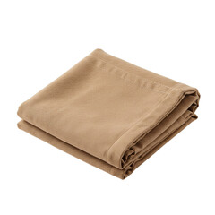 Folded beige textured fabric cloth isolated on transparent background