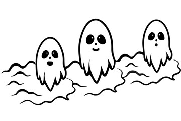 Obraz premium Ghostly Faces Appearing in Mist vector illustration