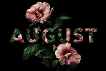 Floral image displaying AUGUST letters filled with flower patterns against a dark background