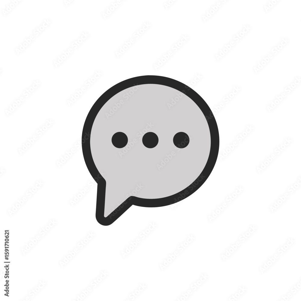 Poster vector art of a chat bubble icon with three dots representing ongoing conversation