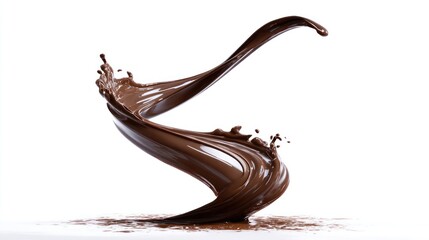 Chocolate liquid swirl splash on white
