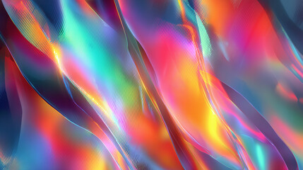 Y2K neon glass gradient background with abstract color and neon blur texture. Vector graphic poster with vibrant hologram prism glow. Ribbed fluted effect enhances futuristic ...