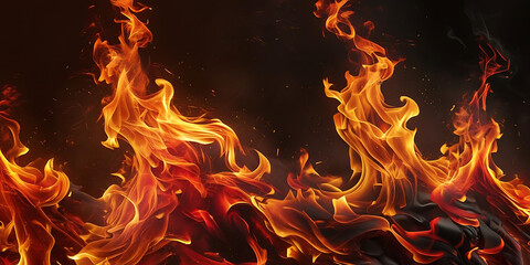 Dynamic Orange and Red Flames Against Darkness

