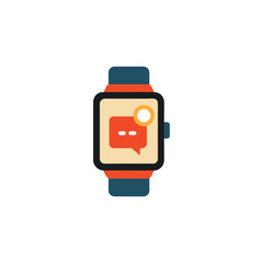 Naklejka premium Vector art of a smartwatch displaying a chat notification with a red alert