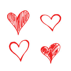 collection doodle set of hand drawn scribble hearts isolated on white background. Valentine card