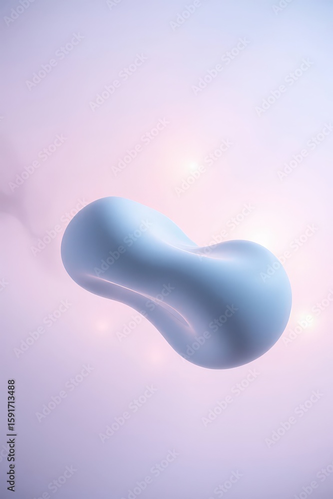 Aufkleber unique abstract shape floating in soft pastel background with light reflections and calming atmosphe