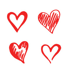 collection doodle set of hand drawn scribble hearts isolated on white background. Valentine card