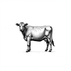 Obraz premium Cow standing in profile on white background 