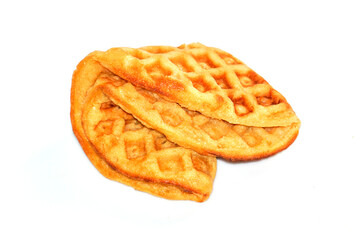 Thai waffles isolated on white background, Thai Waffles Thai desserts the market in Thailand.