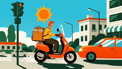 Food delivery riders working hard in the scorching heat