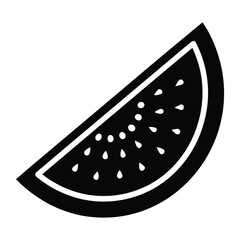 Watermelonslice icon in solid silhouette summer vector on white background 