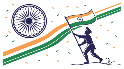 Flag bearer celebratory illustration