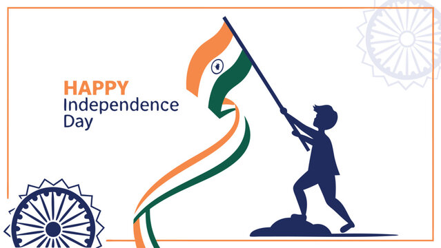 Child raising indian flag independence day