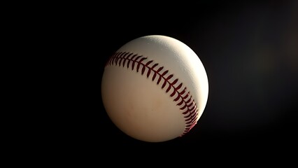 Baseball isolated on a black background with dramatic lighting, creating an intense and focused visual effect.