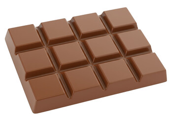 Fototapeta premium A twelvepiece bar of milk chocolate, isolated on a plain transparent background for easy use