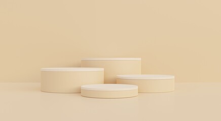 Beige podium, beige background for promoting fashion products, cosmetics, perfume, beauty, 3D illustration.
