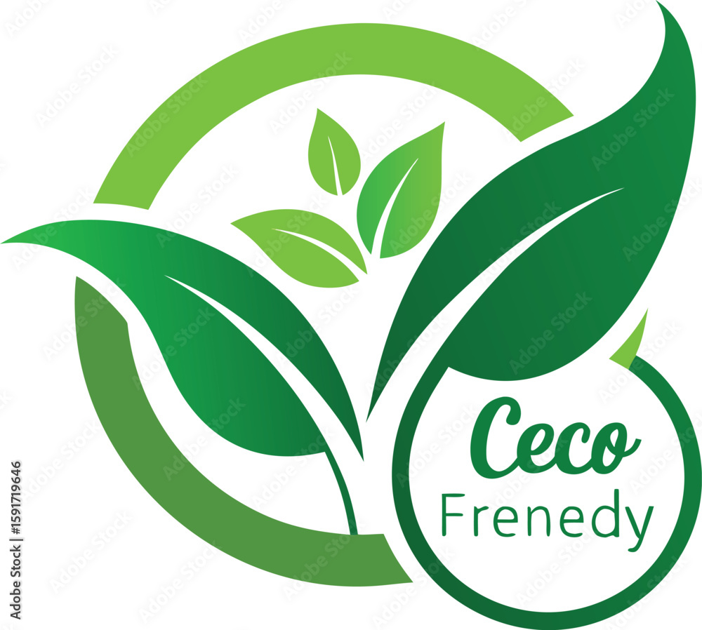 Fototapete green leaf logo representing eco friendly and sustainable practices with a circular design element a