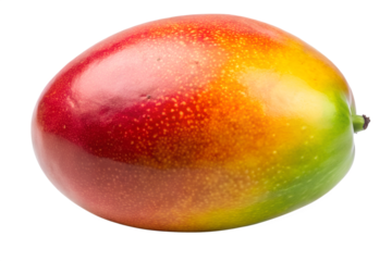 A ripe and juicy mango isolated on transparent background, ready to eat