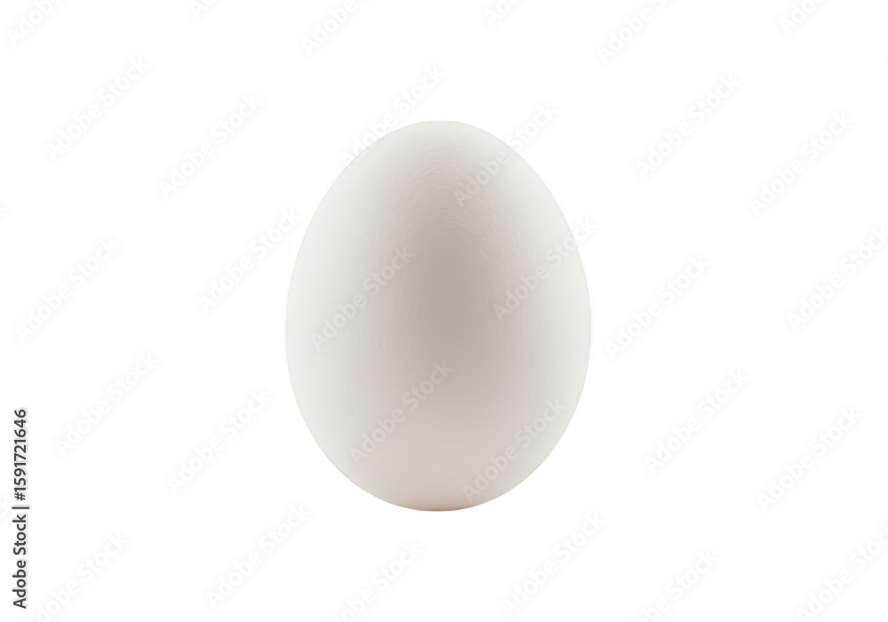 Poster a single white oval egg with a smooth shell sits isolated on a plain transparent background, represe