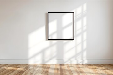 Empty Frame, Waiting: A stark, empty picture frame hangs against a clean wall, accompanied by the dance of light and shadow that tells a silent story of anticipation and potential. 