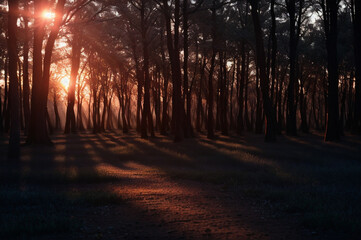 Twilight valley in at horizon's edge