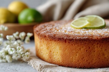 Classic Keto Lemon Tart with Golden Crust on White Plate &ndash; Close-Up