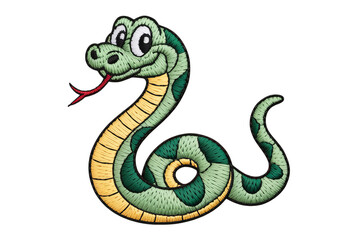 Cartoon snake embroidery reptile green
