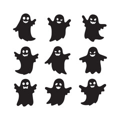 "Halloween Silhouette Black Ghost Vector | Spooky Ghost Illustration for Scary Night Decor, Invitations & Crafts"
