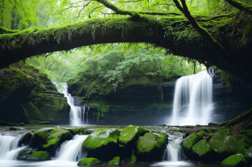 Waterfall in in spring