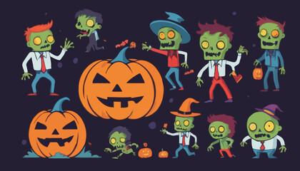 Spooky Halloween Zombies: Colorful Characters for Youth Branding